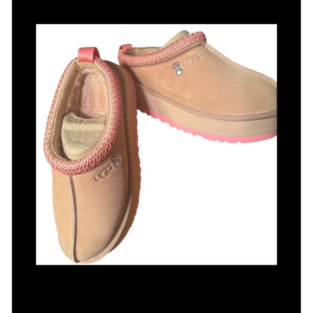 Ugg Tazz heart Slipper Rose Quartz Pink Scallop Platform‎ Suede 1172322 Womens 9